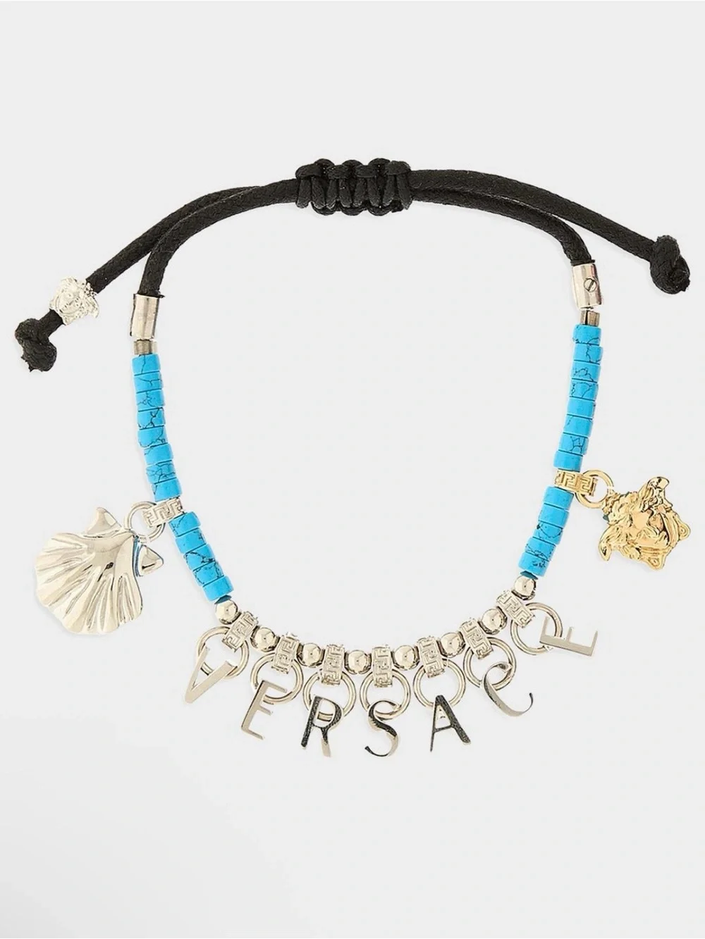 *NWT* Versace Goldtone & Waxed Cotton Cord Charm Bracelet